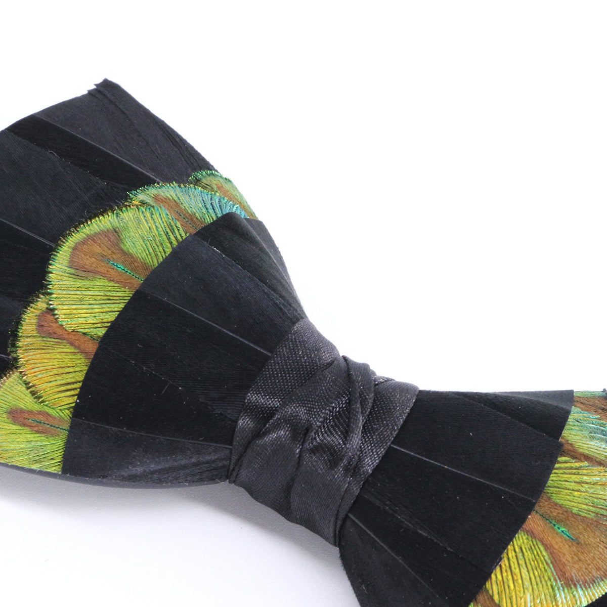 Black and Green Feather Bow Tie