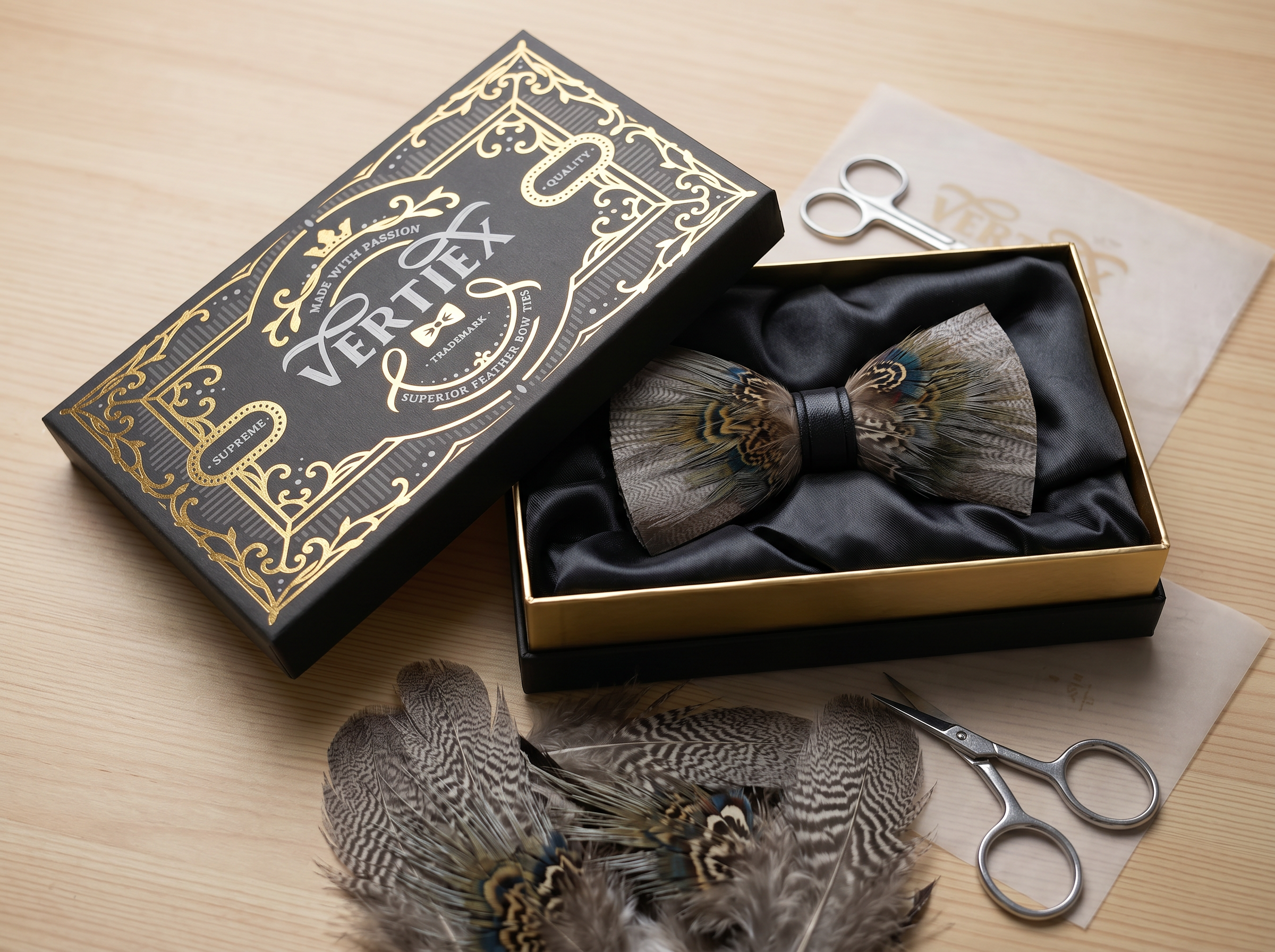 Pheasant Feather Bow Tie