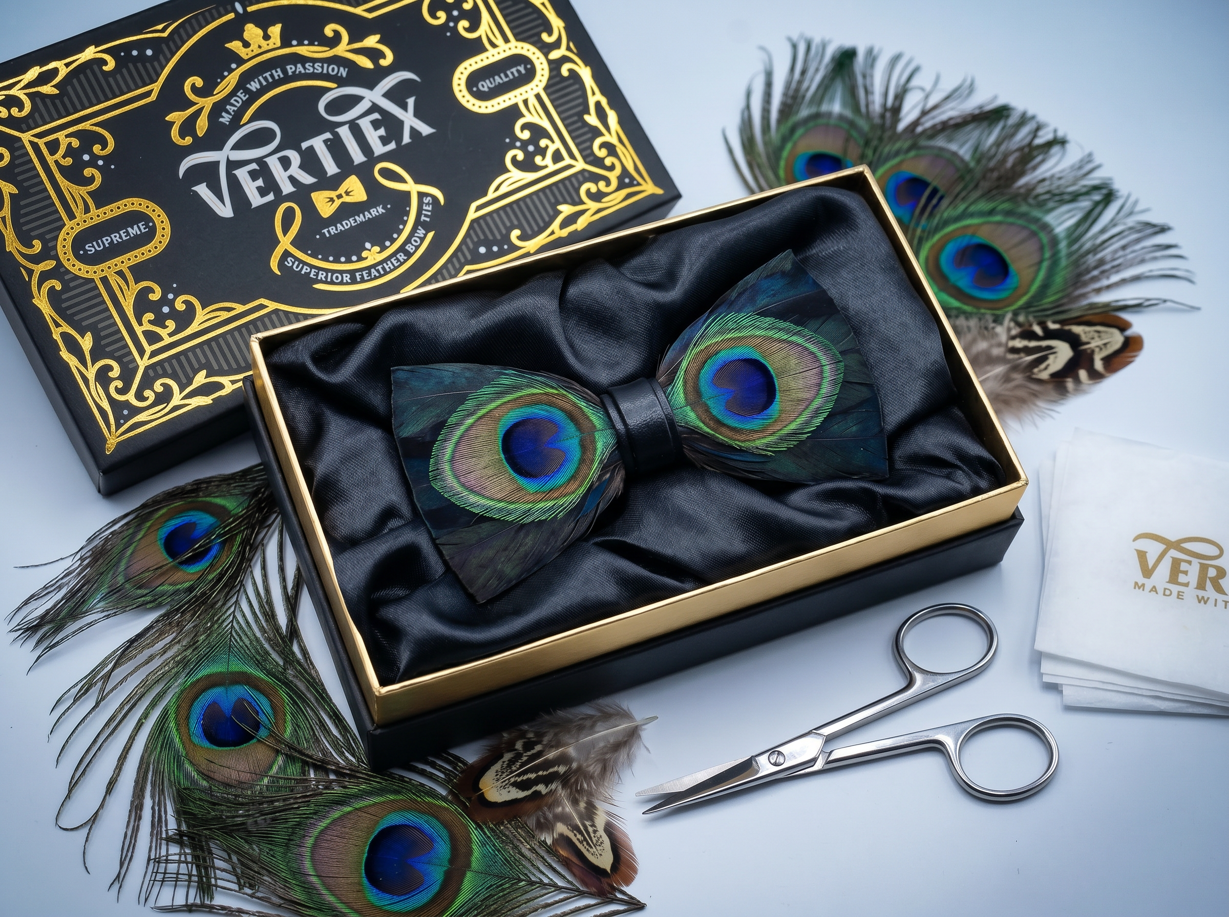 Original Peacock Feather Bow Tie