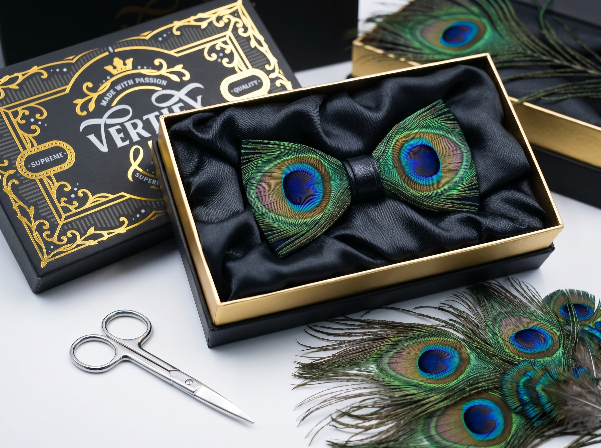 Peacock Feather Bow Tie
