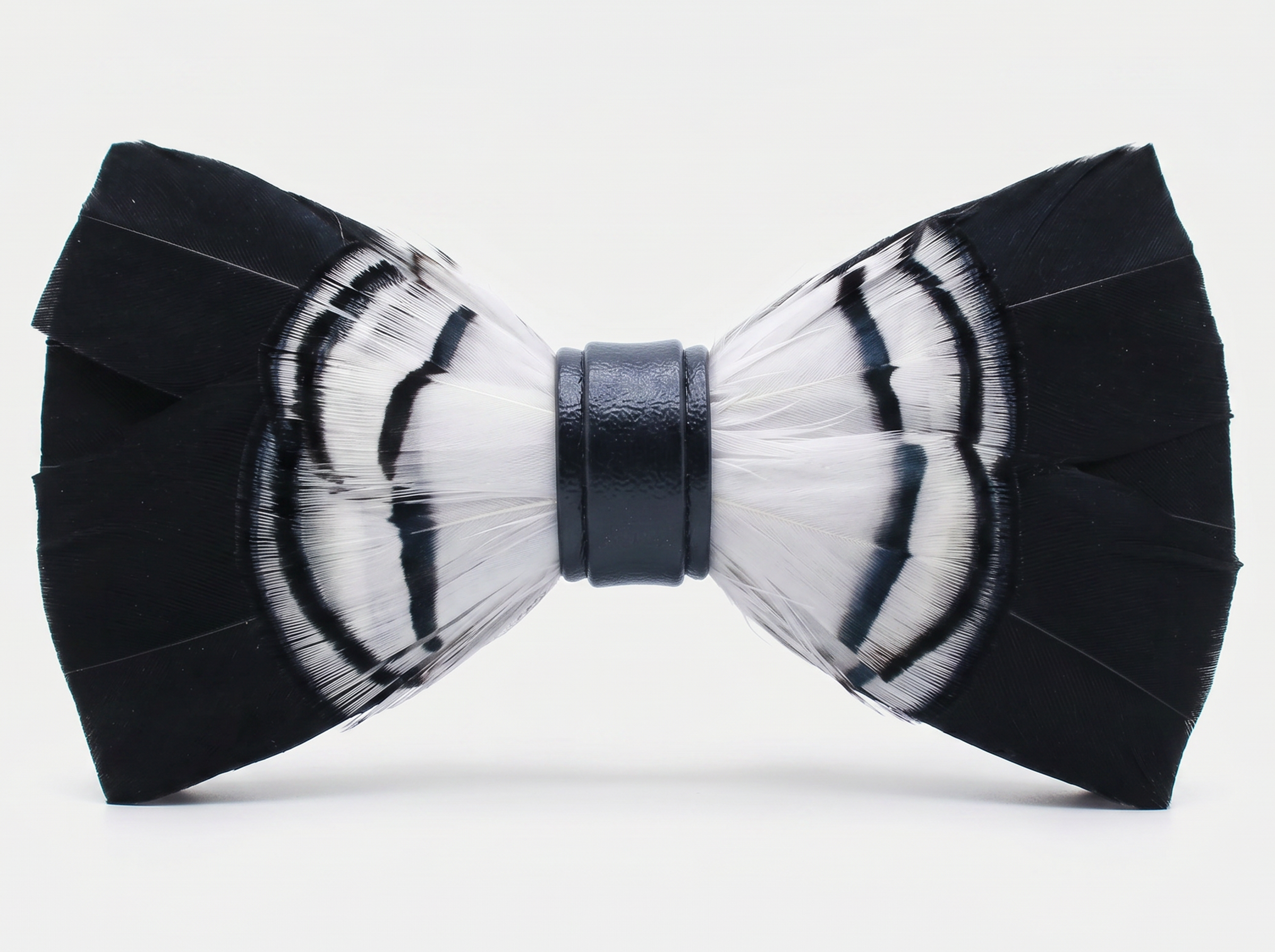 Black and White Feather Bow Tie