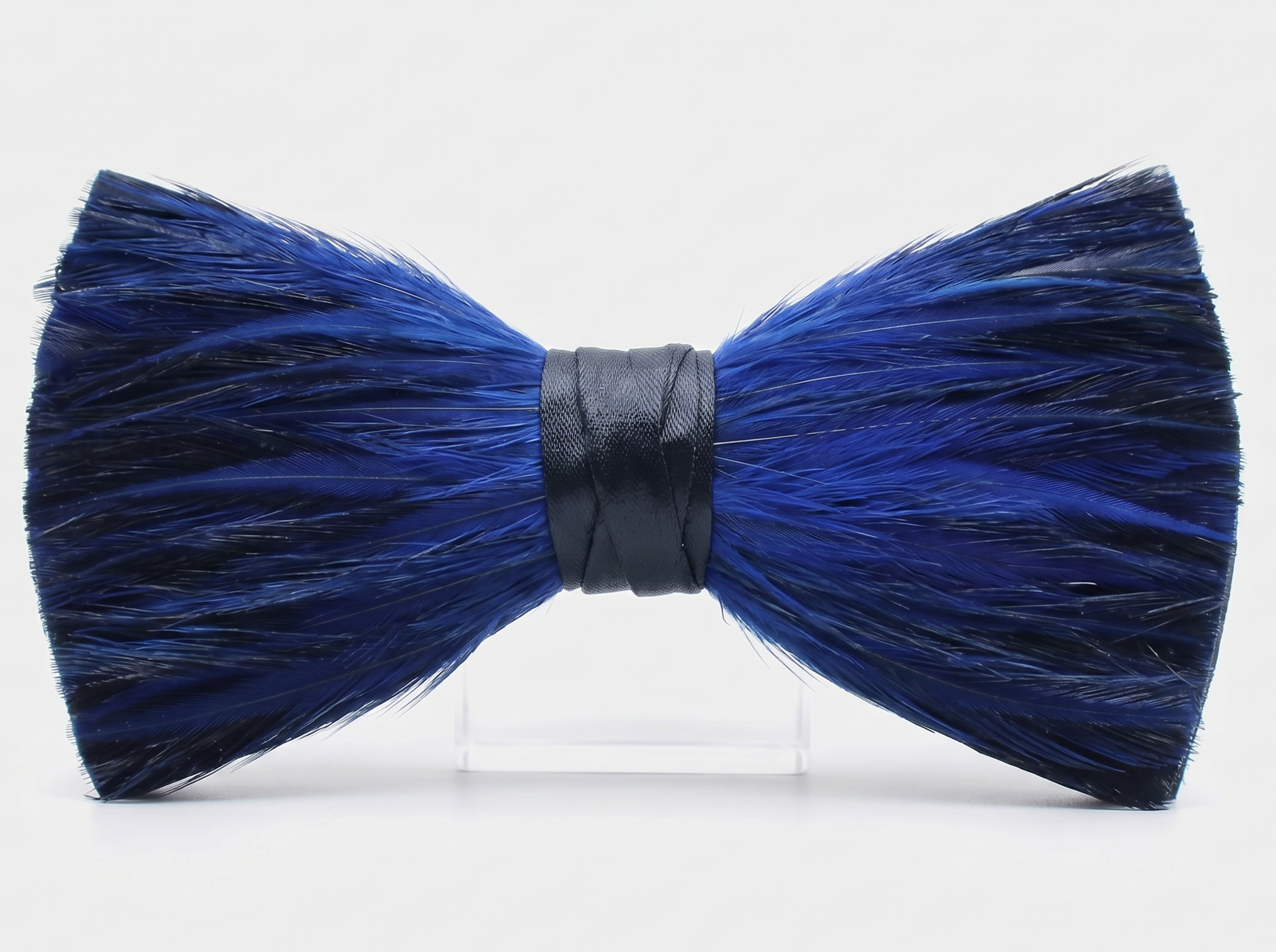 Blue Tuxedo Feather Bow Tie