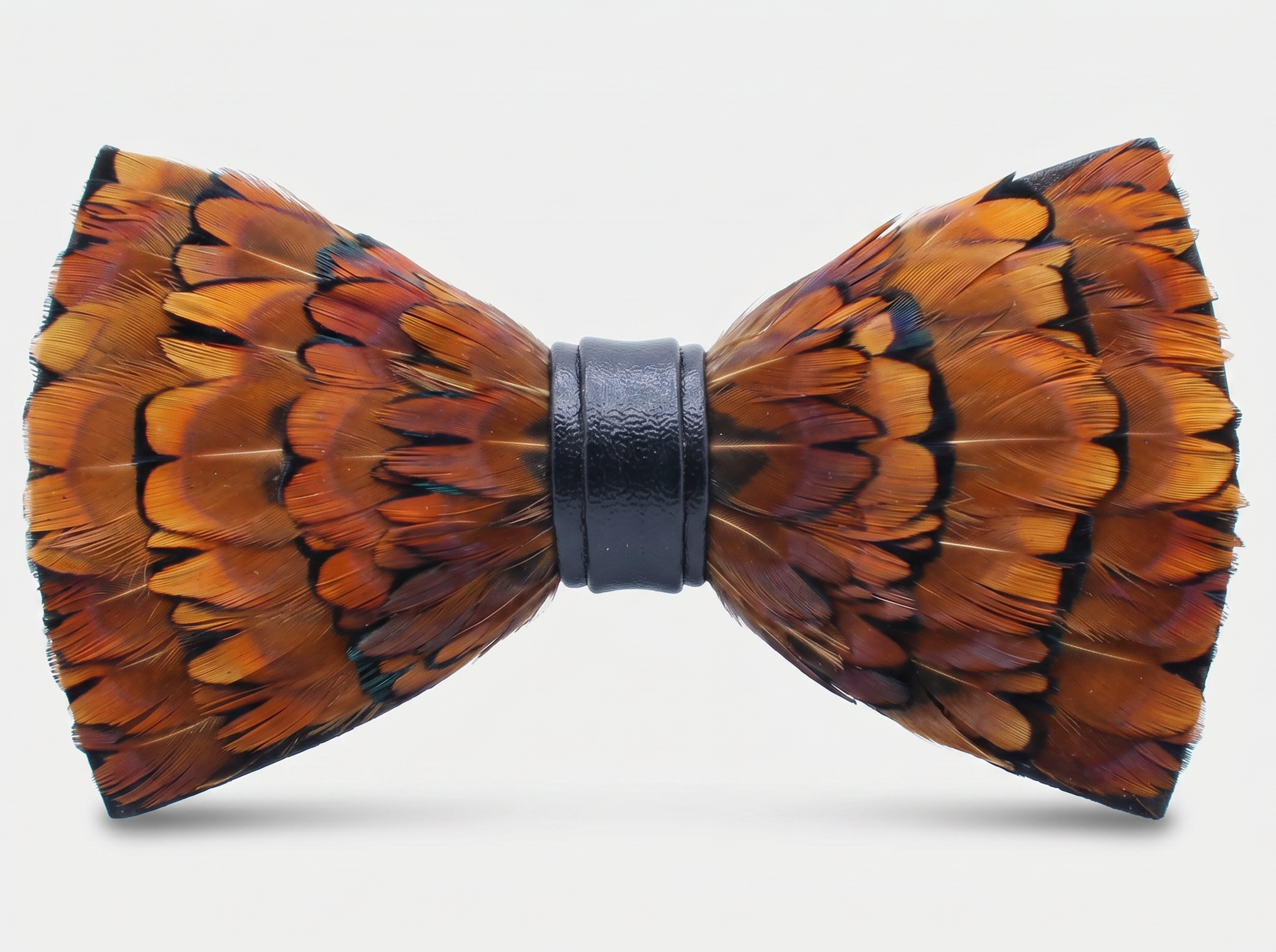 Brown Pheasant Feather Bow Tie