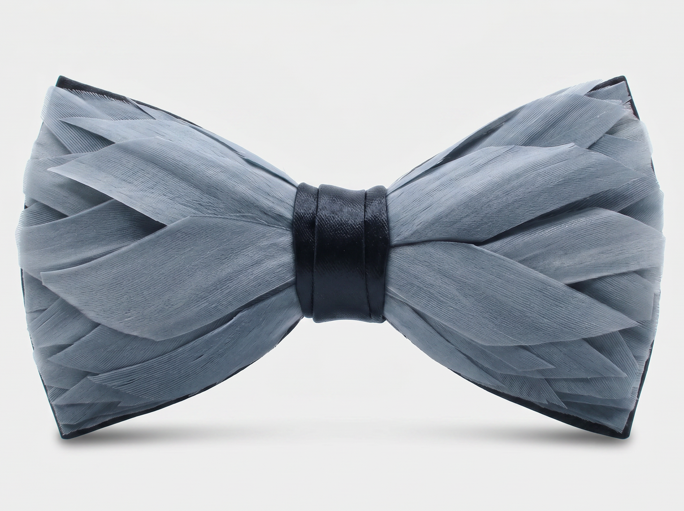 Grey Premium Feather Bow Tie