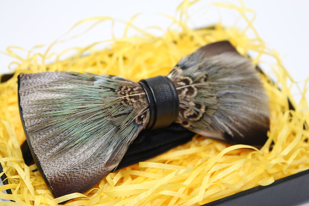 Pheasant Feather Bow Tie