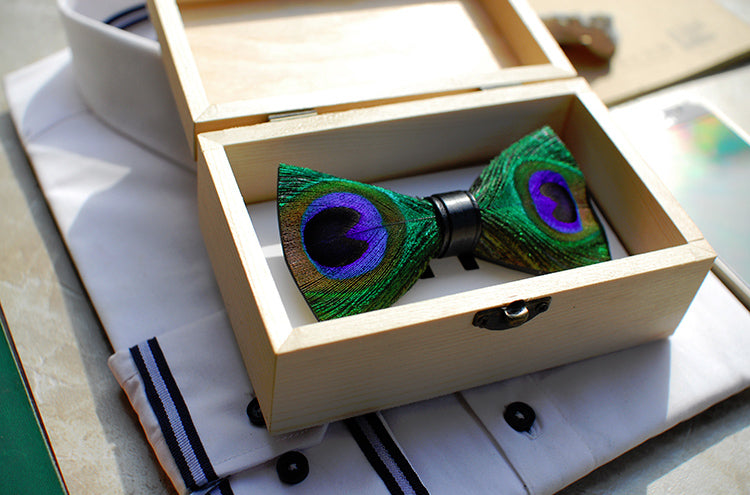 Peacock Feather Bow Tie