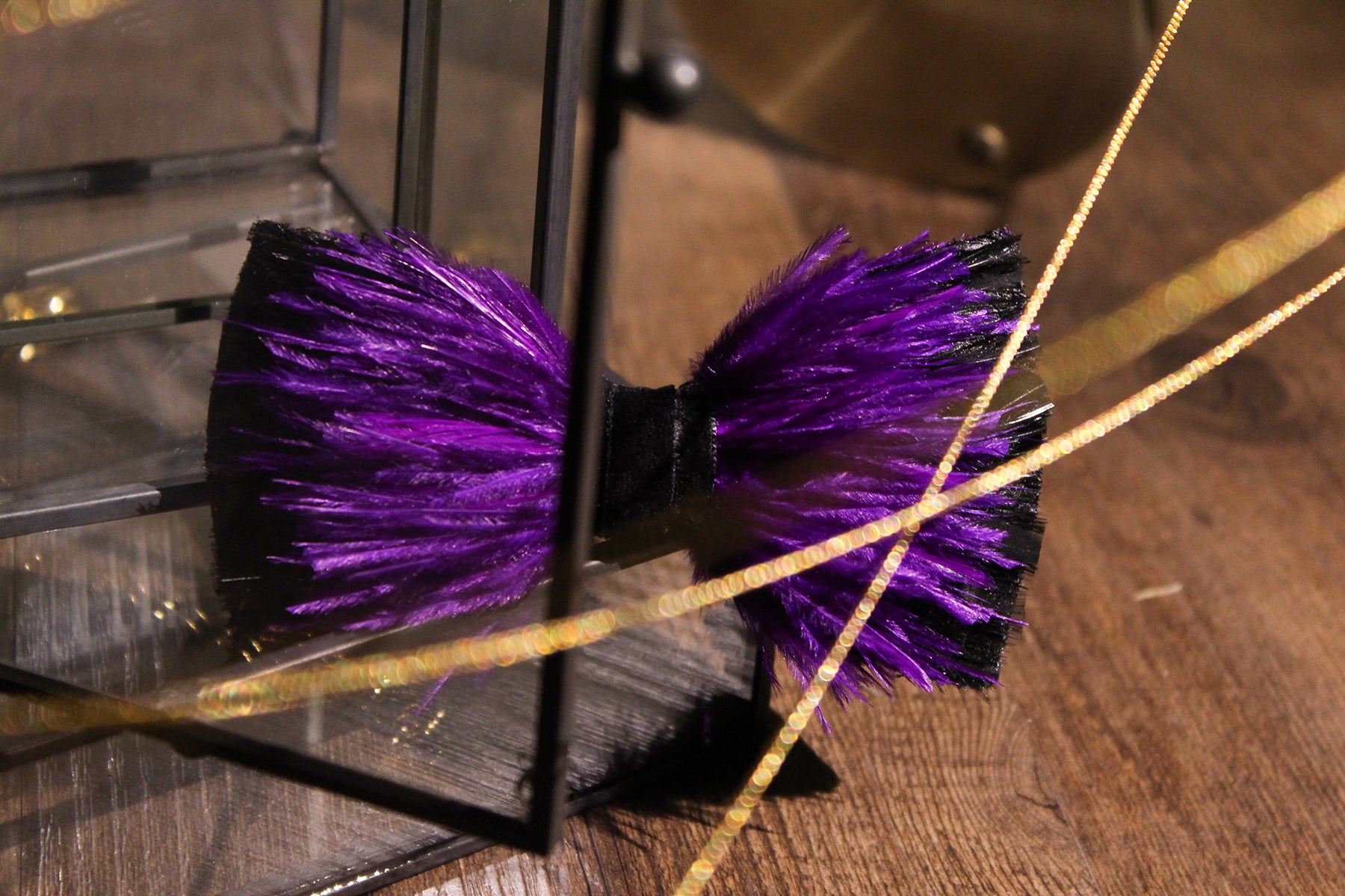 Electric Purple Feather Bow Tie