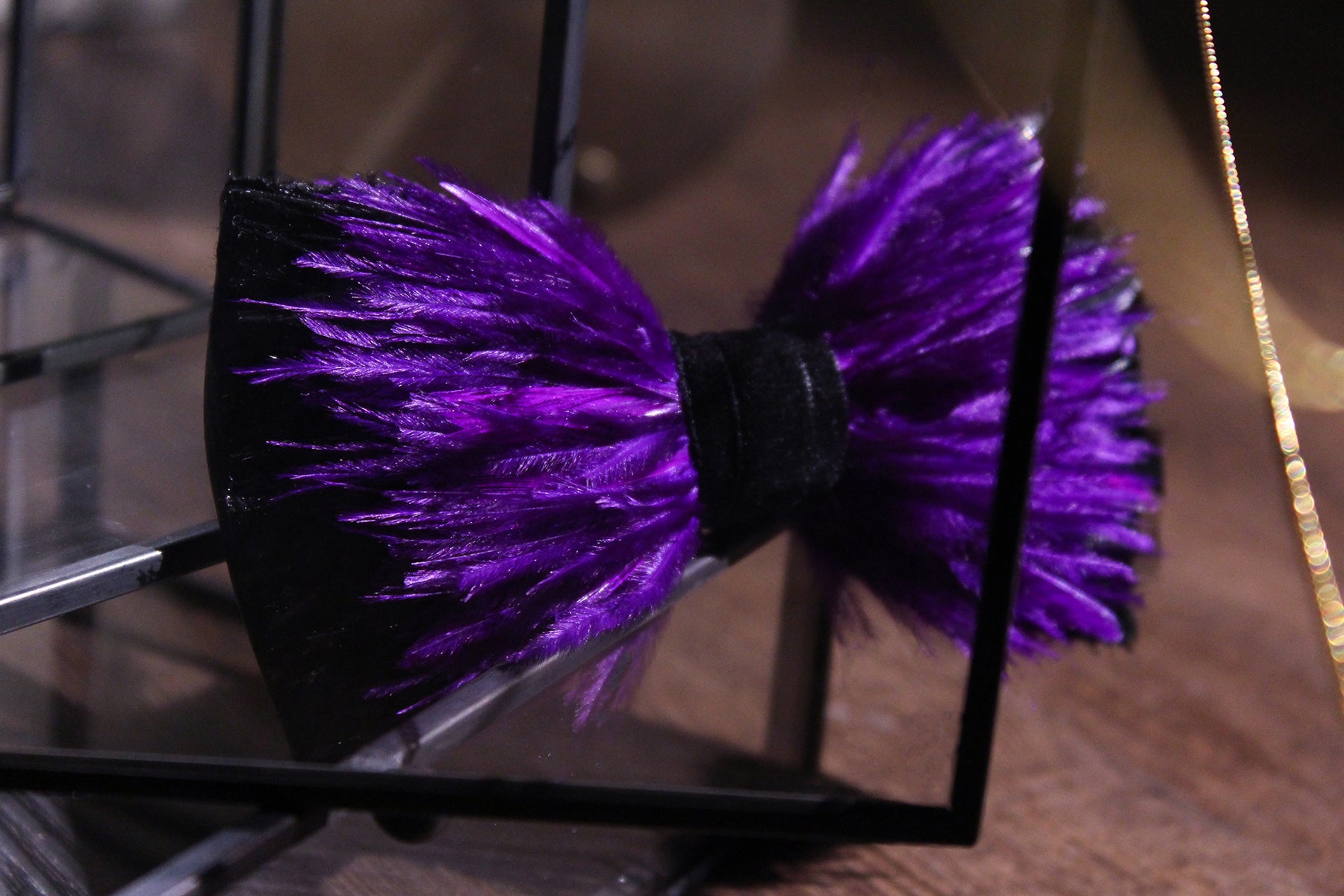 Electric Purple Feather Bow Tie