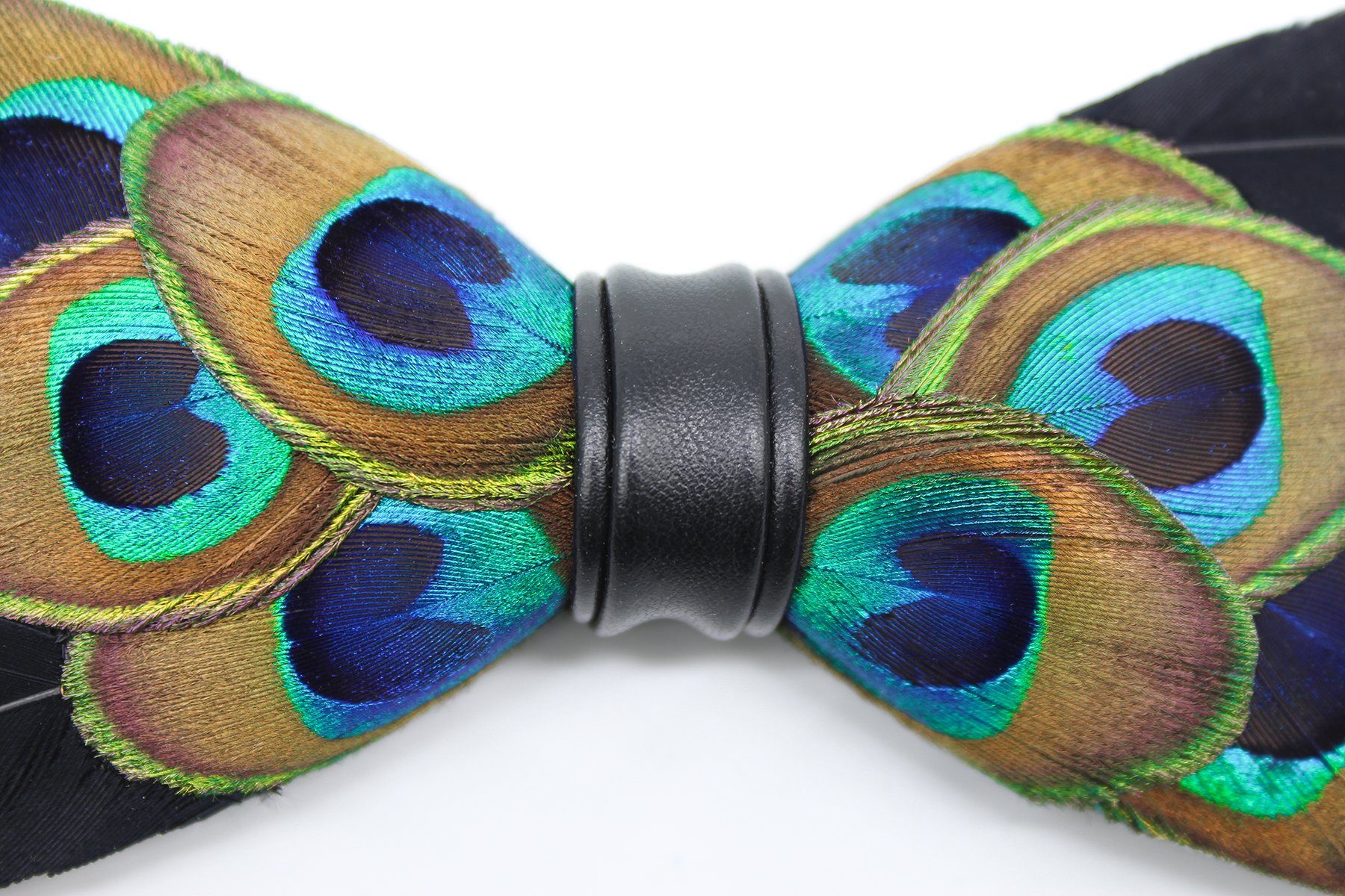 Peacock Eyes Feather Bow Tie