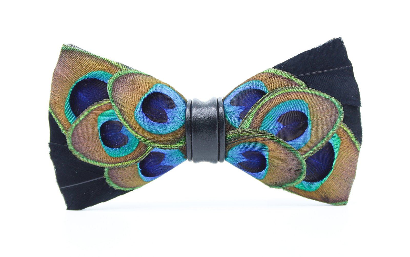 Peacock Eyes Feather Bow Tie