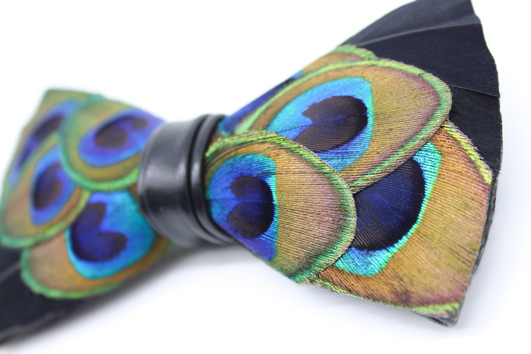 Peacock Eyes Feather Bow Tie