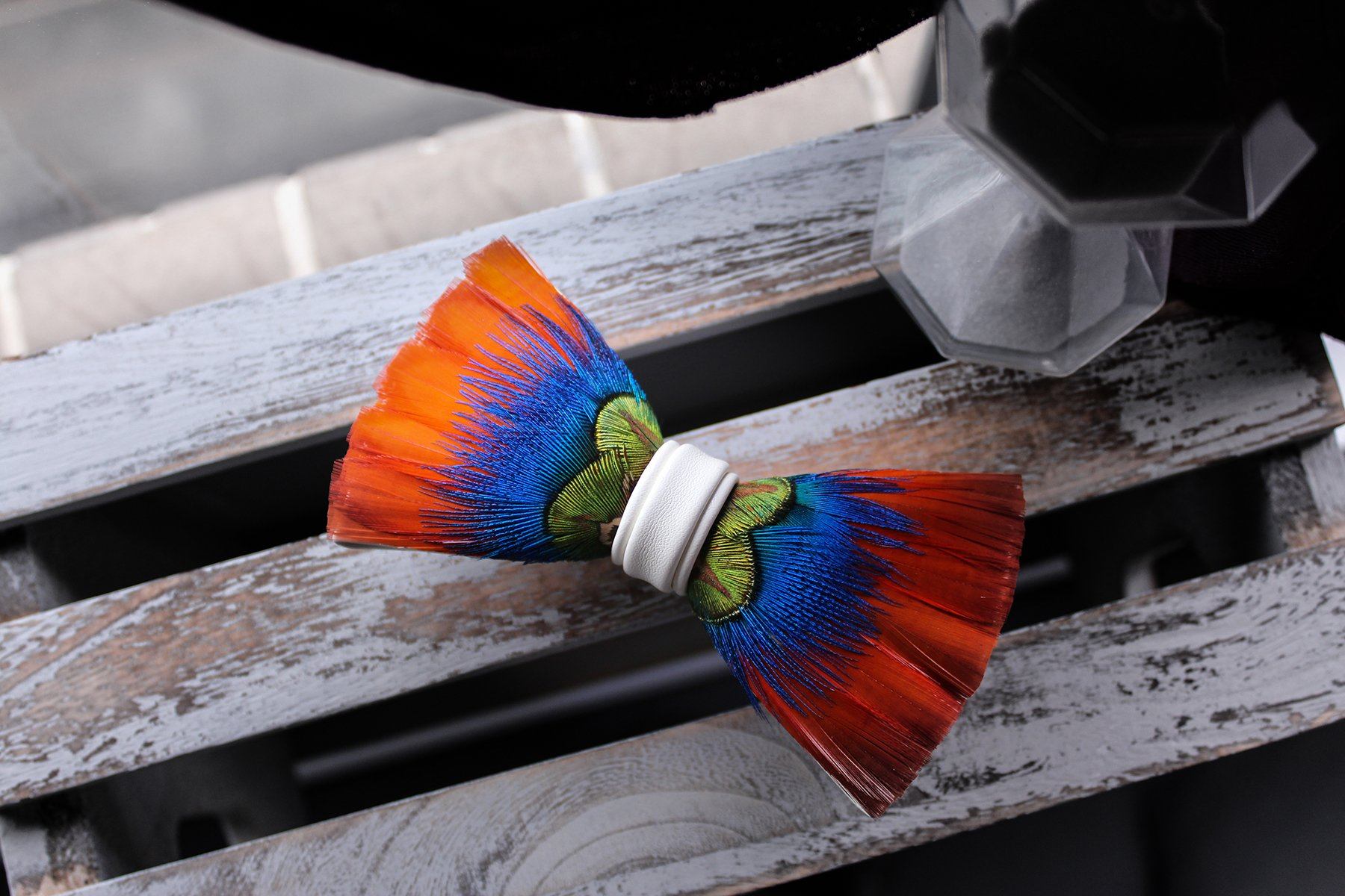 Vivid Island Feather Bow Tie