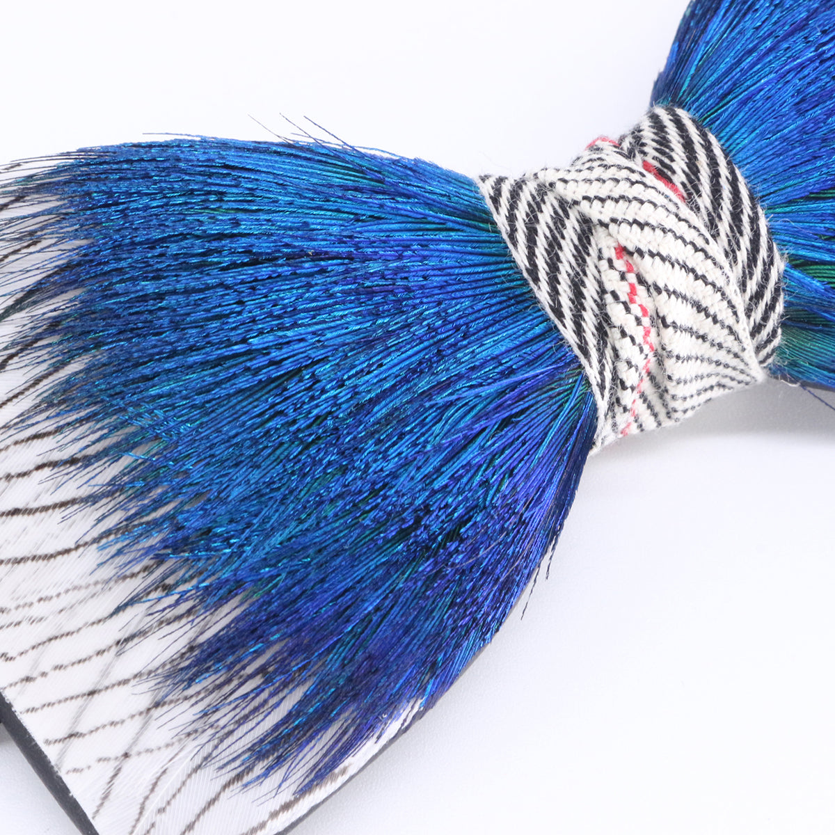 Vibrant Blue Peacock Feather Bow Tie