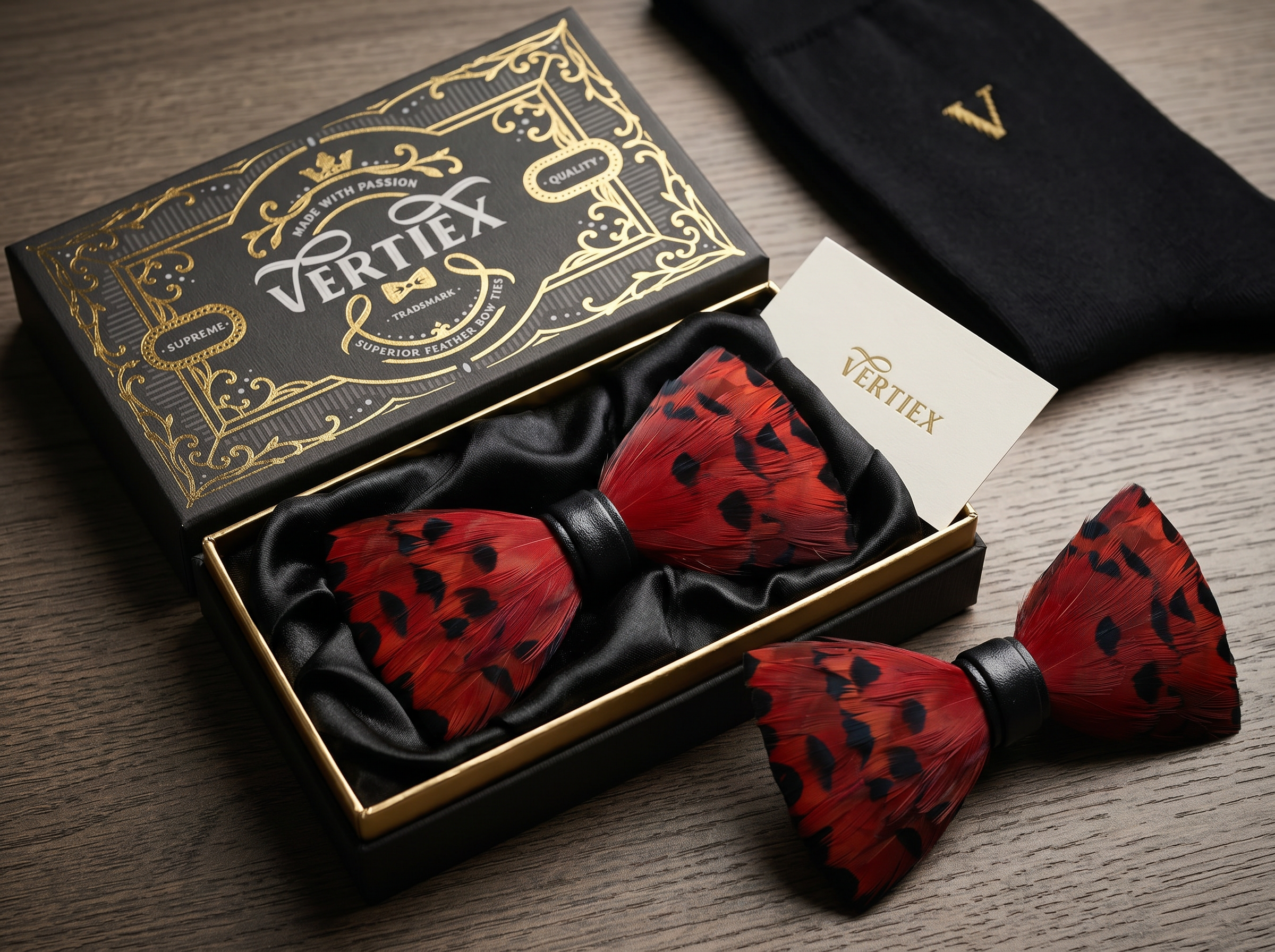 Red Feather Bow Tie