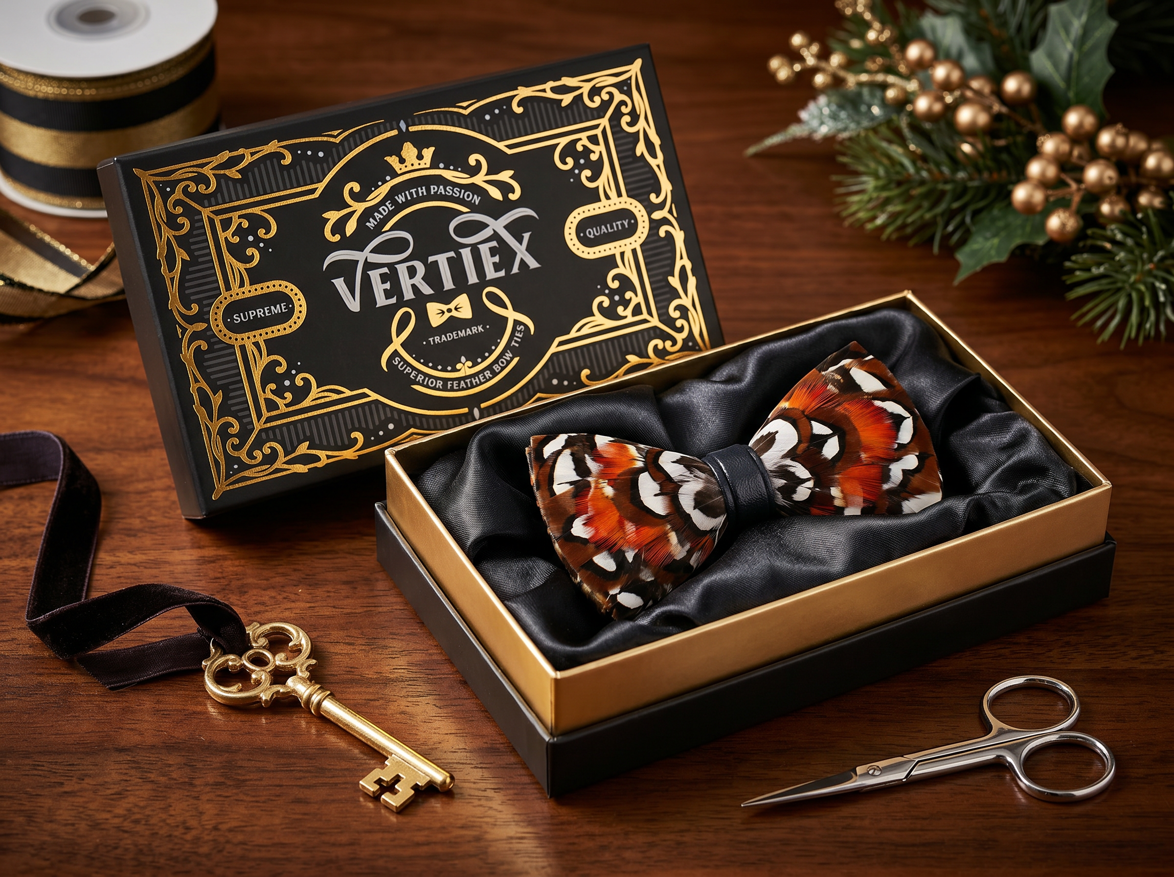Reeve's Pheasant Feather Bow Tie