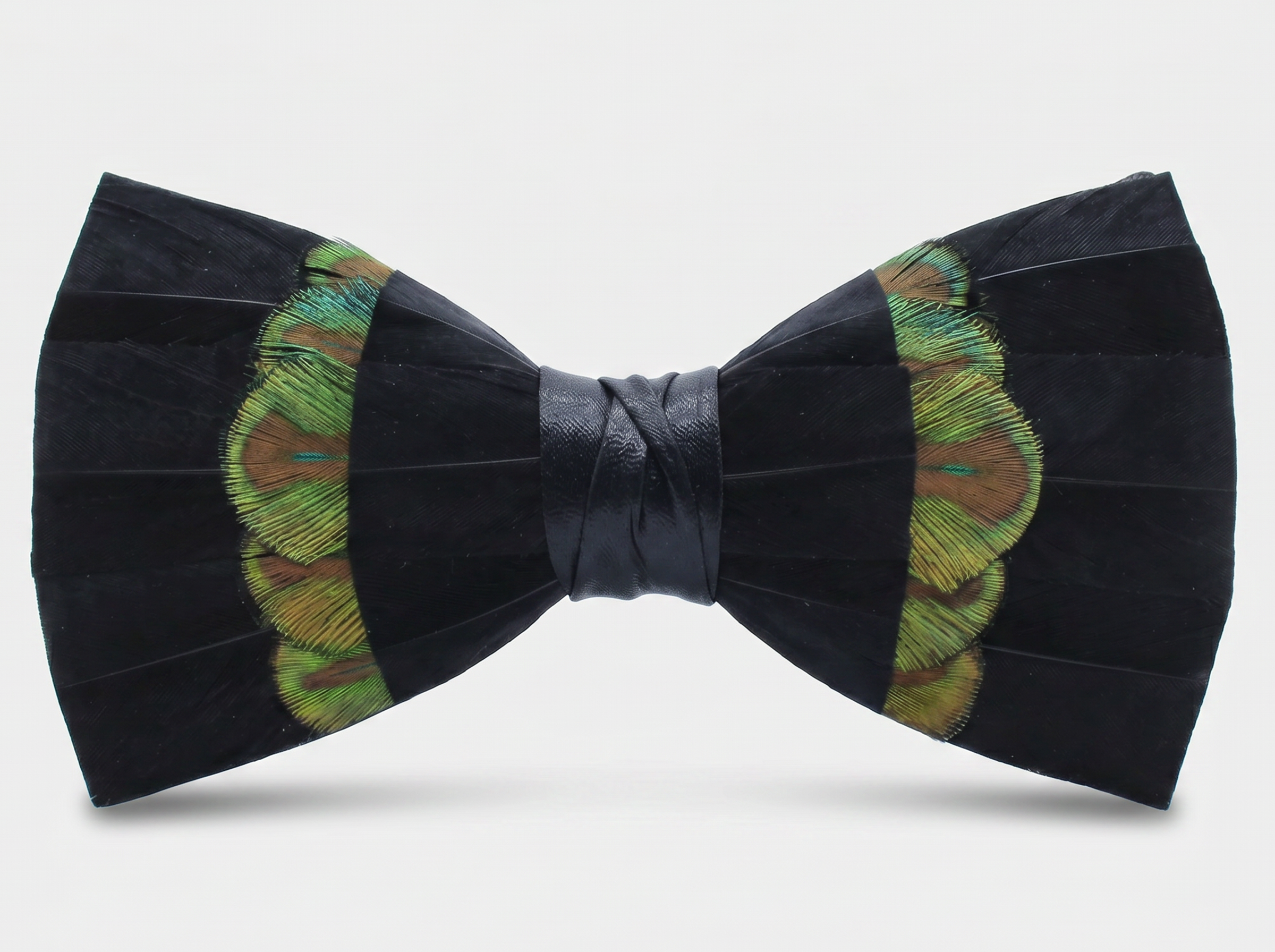 Black and Green Feather Bow Tie