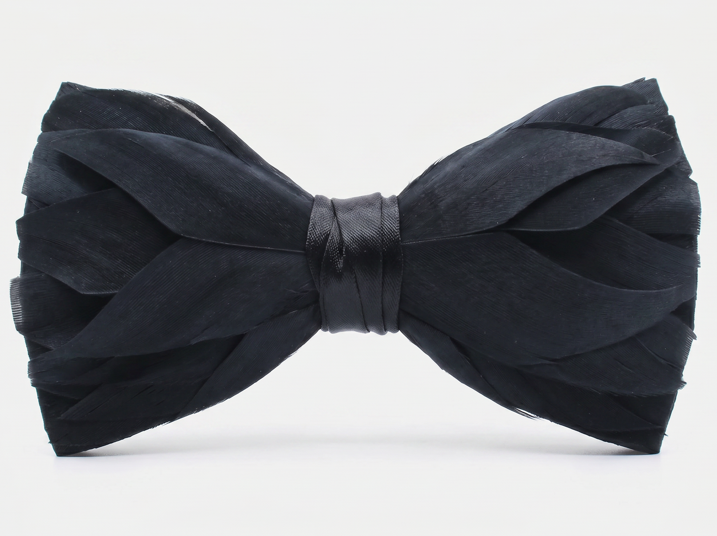 Black Premium Feather Bow Tie