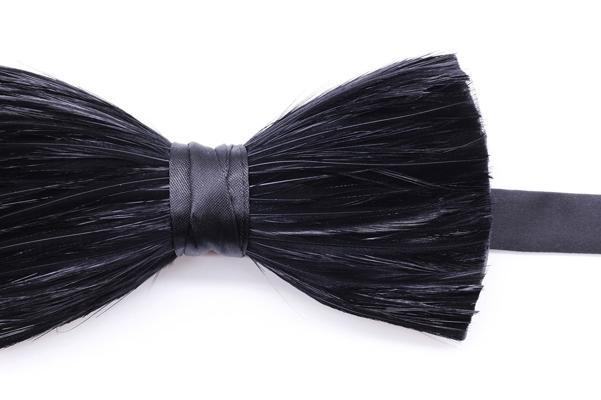 Black Tuxedo Feather Bow Tie