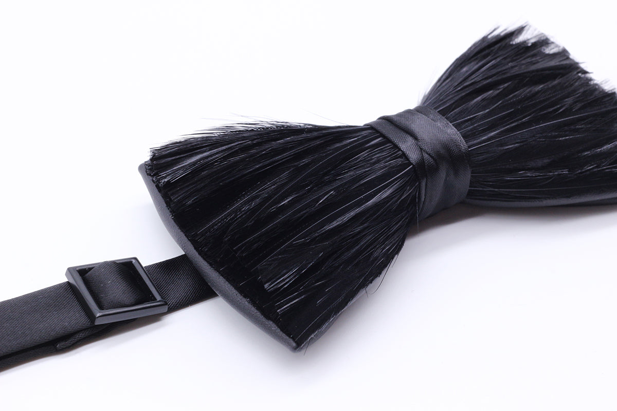 Black Tuxedo Feather Bow Tie