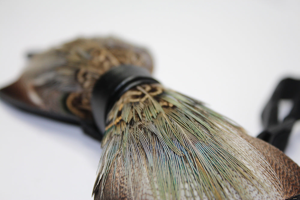 Pheasant Feather Bow Tie