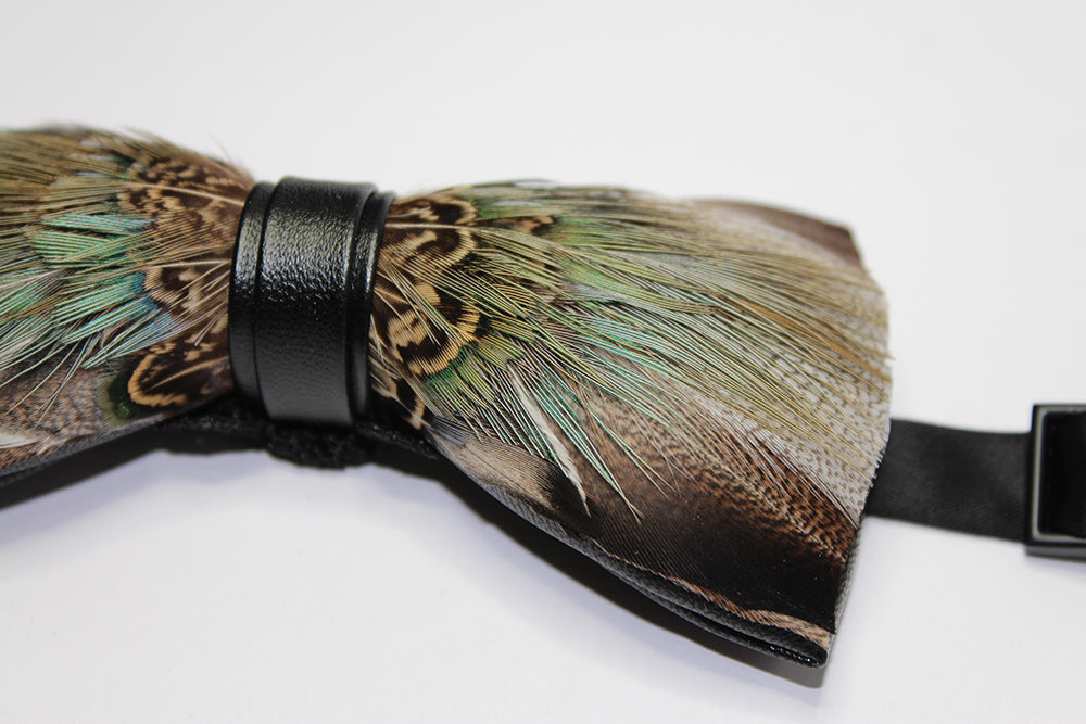 Pheasant Feather Bow Tie