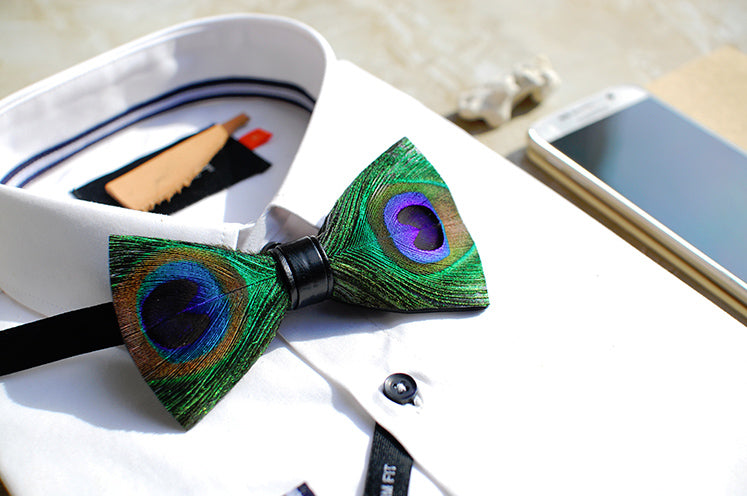 Peacock Feather Bow Tie