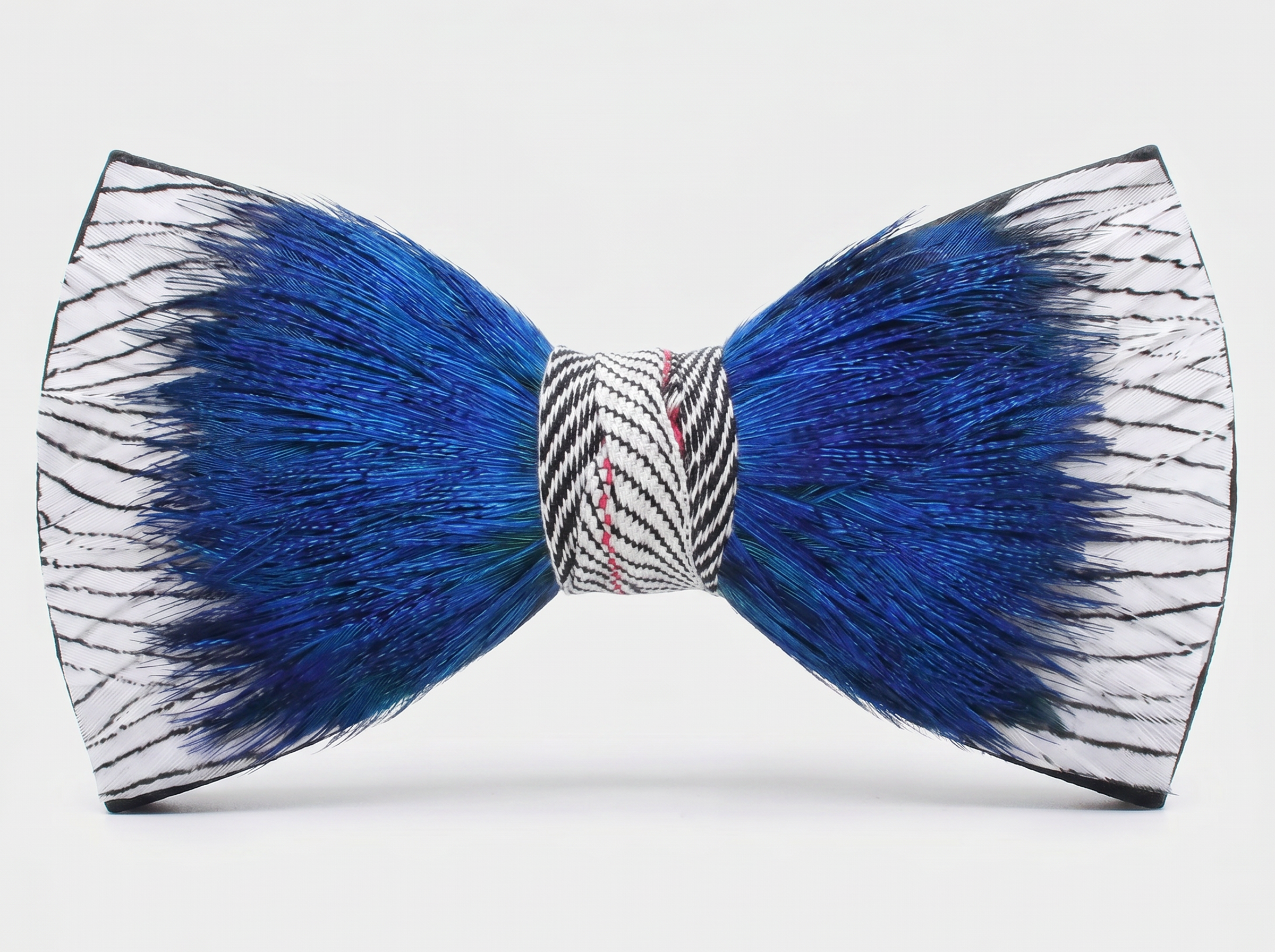 Vibrant Blue Peacock Feather Bow Tie