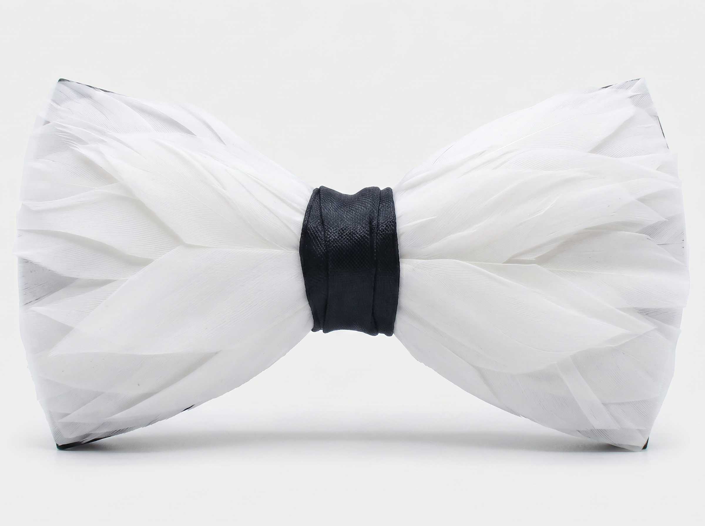 White Premium Feather Bow Tie