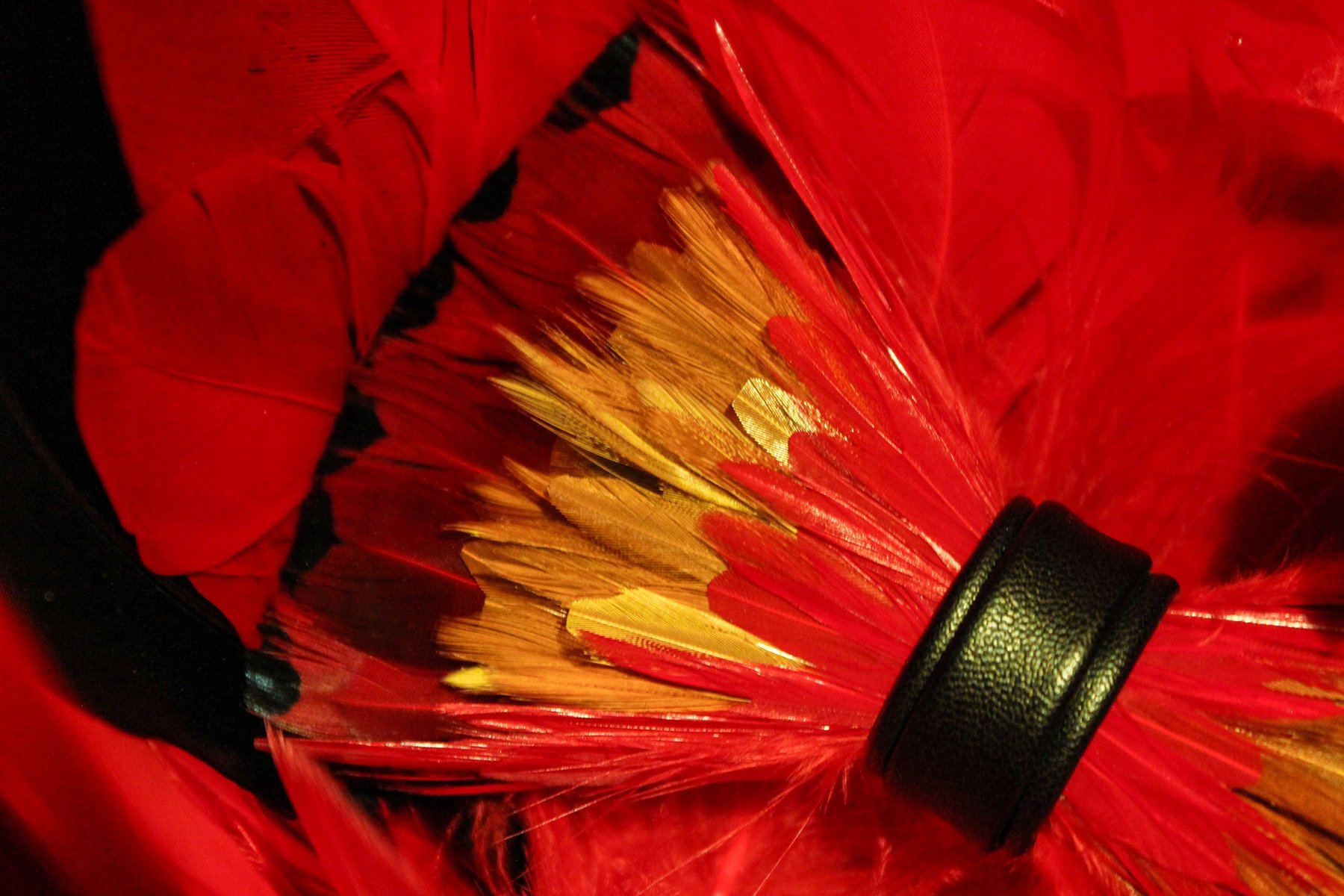 Crimson Camellias Feather Bow Tie