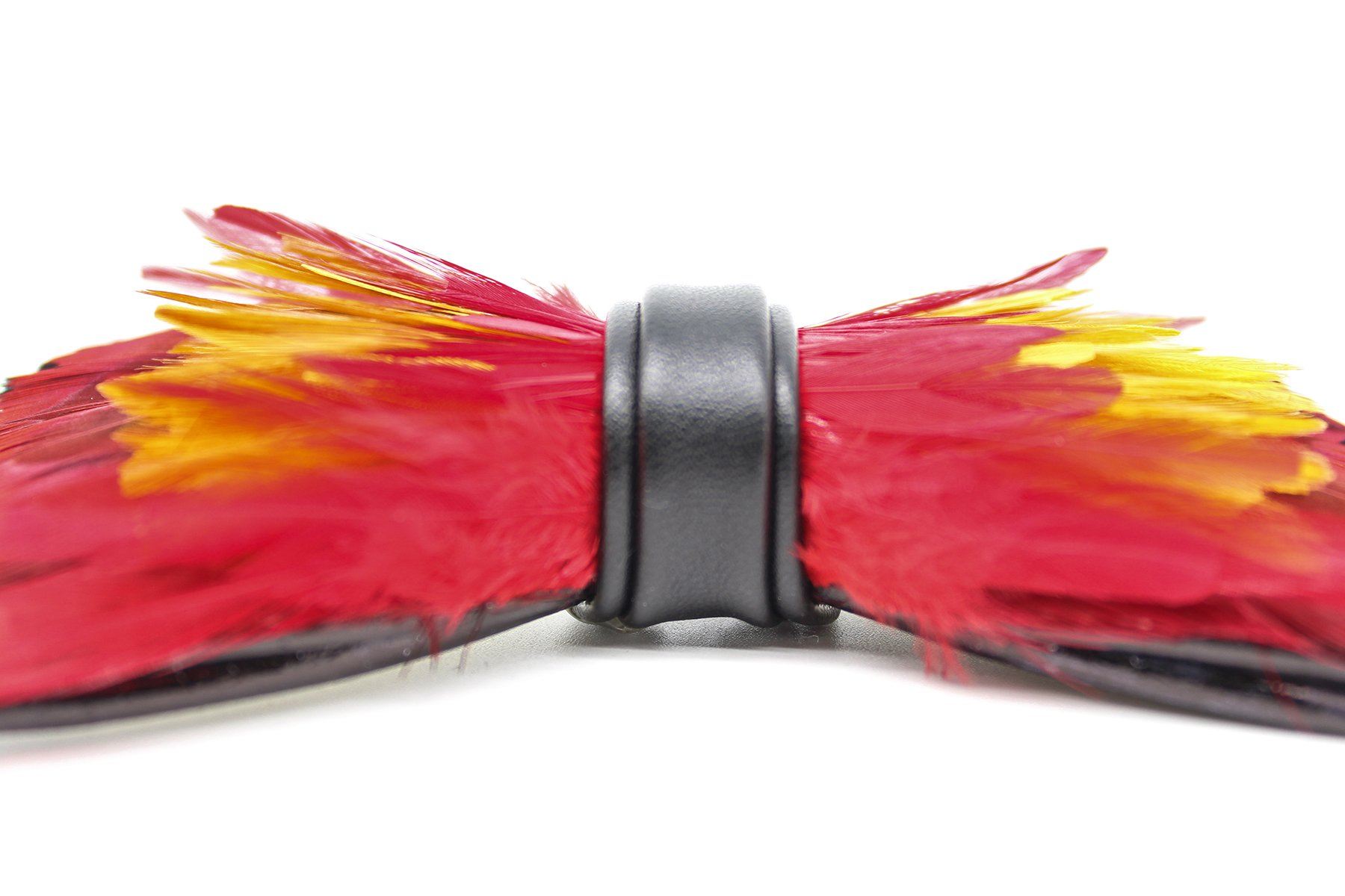 Crimson Camellias Feather Bow Tie