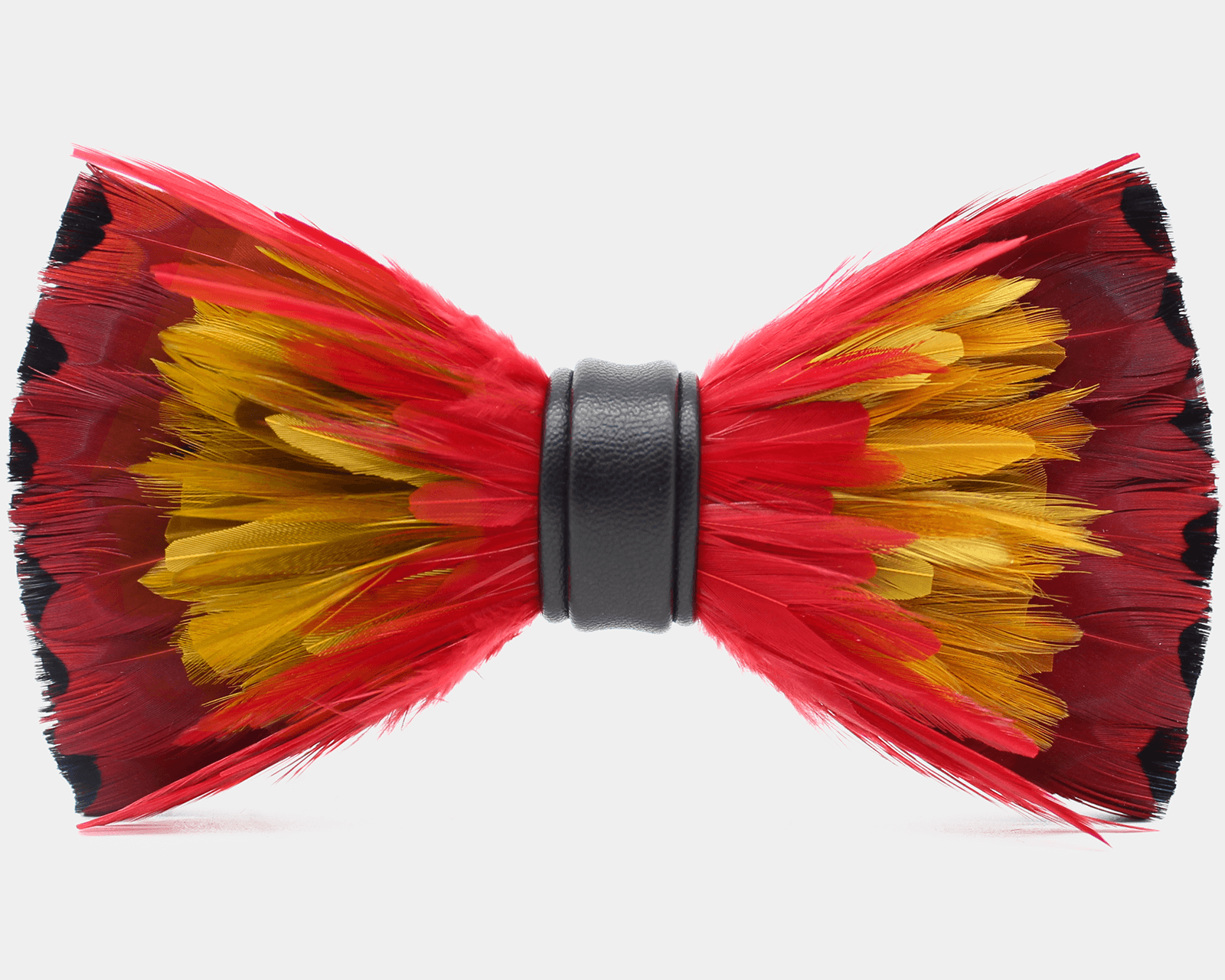 Crimson Camellias Feather Bow Tie