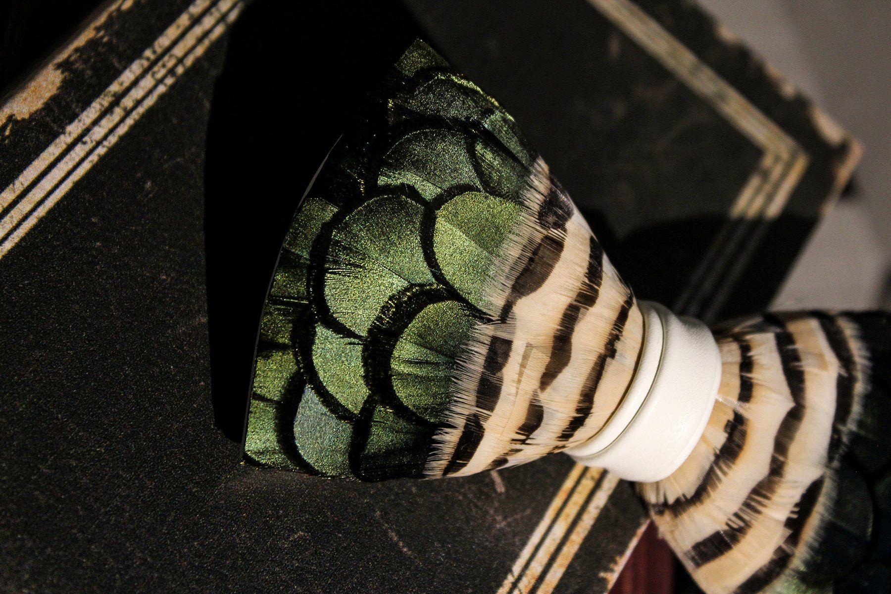 Emerald Feather Bow Tie