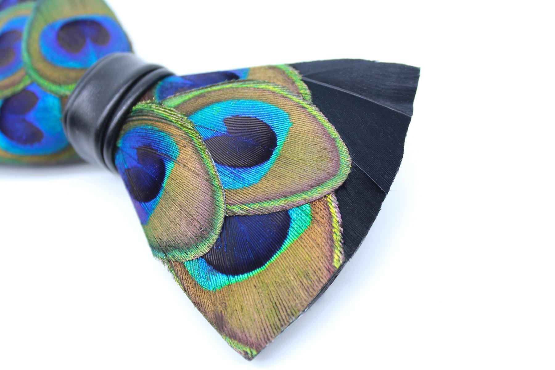 Peacock Eyes Feather Bow Tie